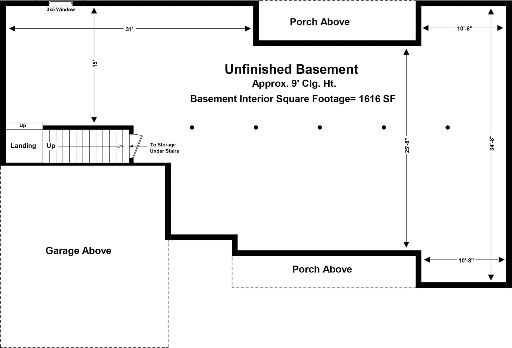 Basement of Ranch Plan #141-1361