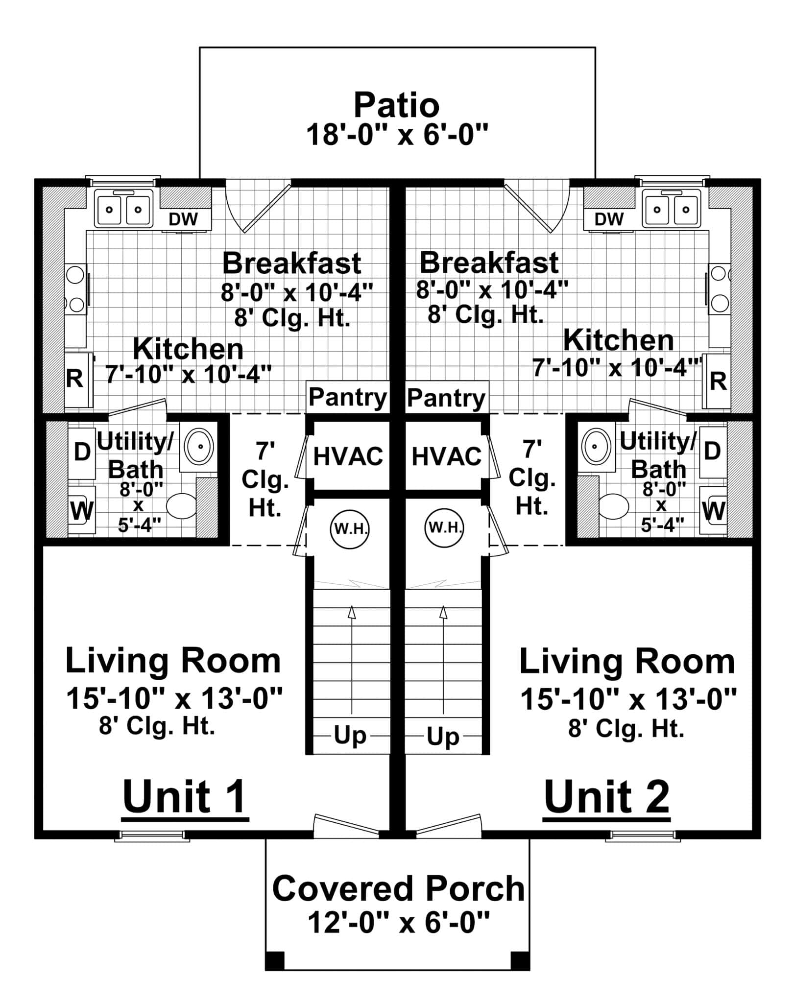 Main Level of Duplex/Multi-Unit Plan #141-1364