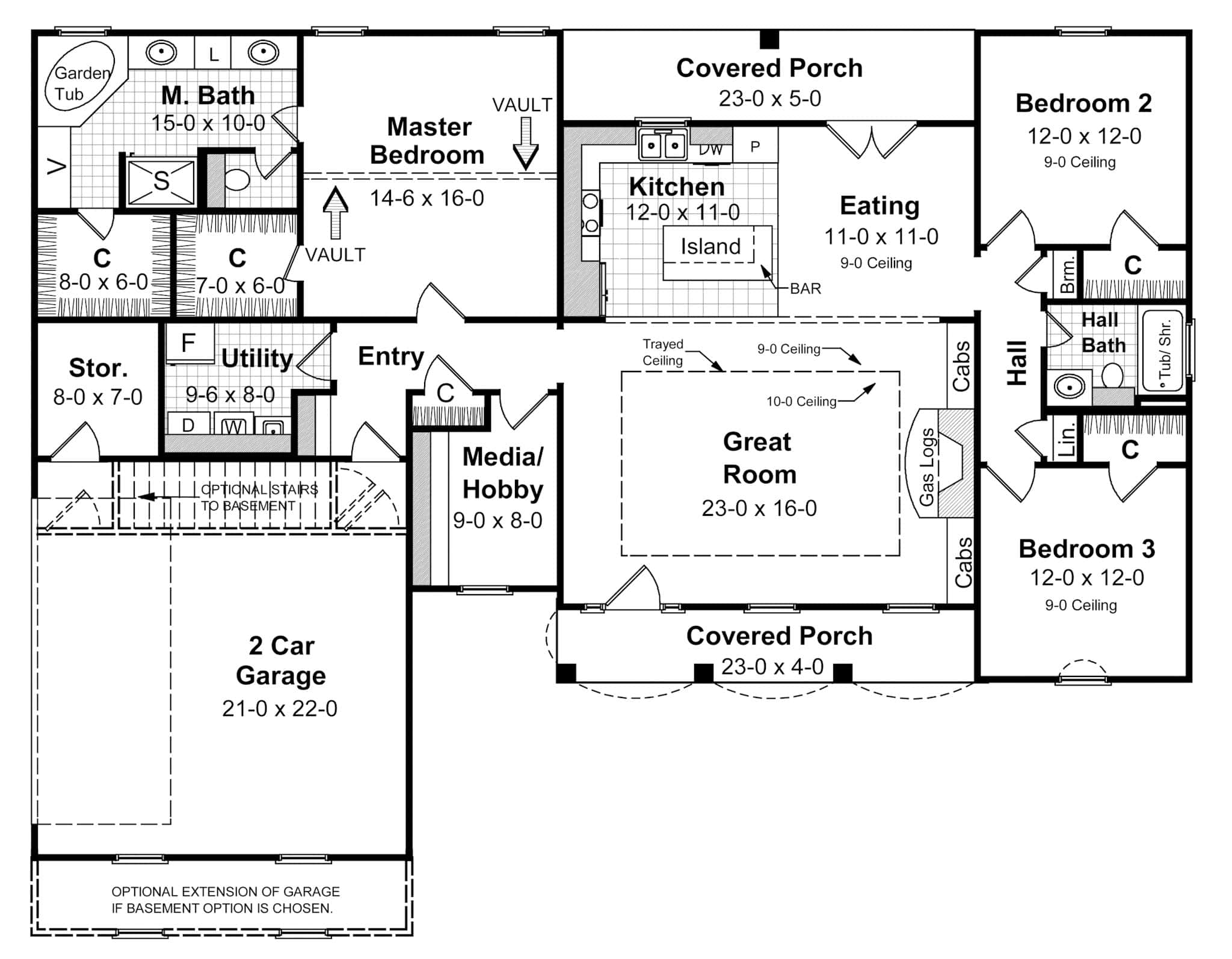 Main Level of Modern Farmhouse Plan #141-1366