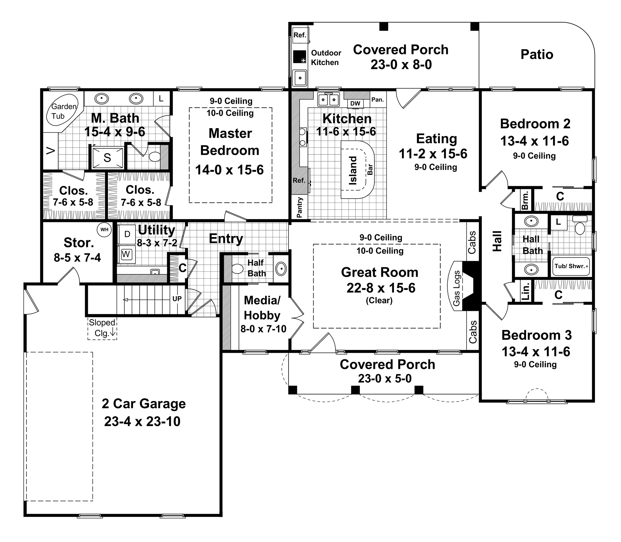Main Level of Modern Farmhouse Plan #141-1370