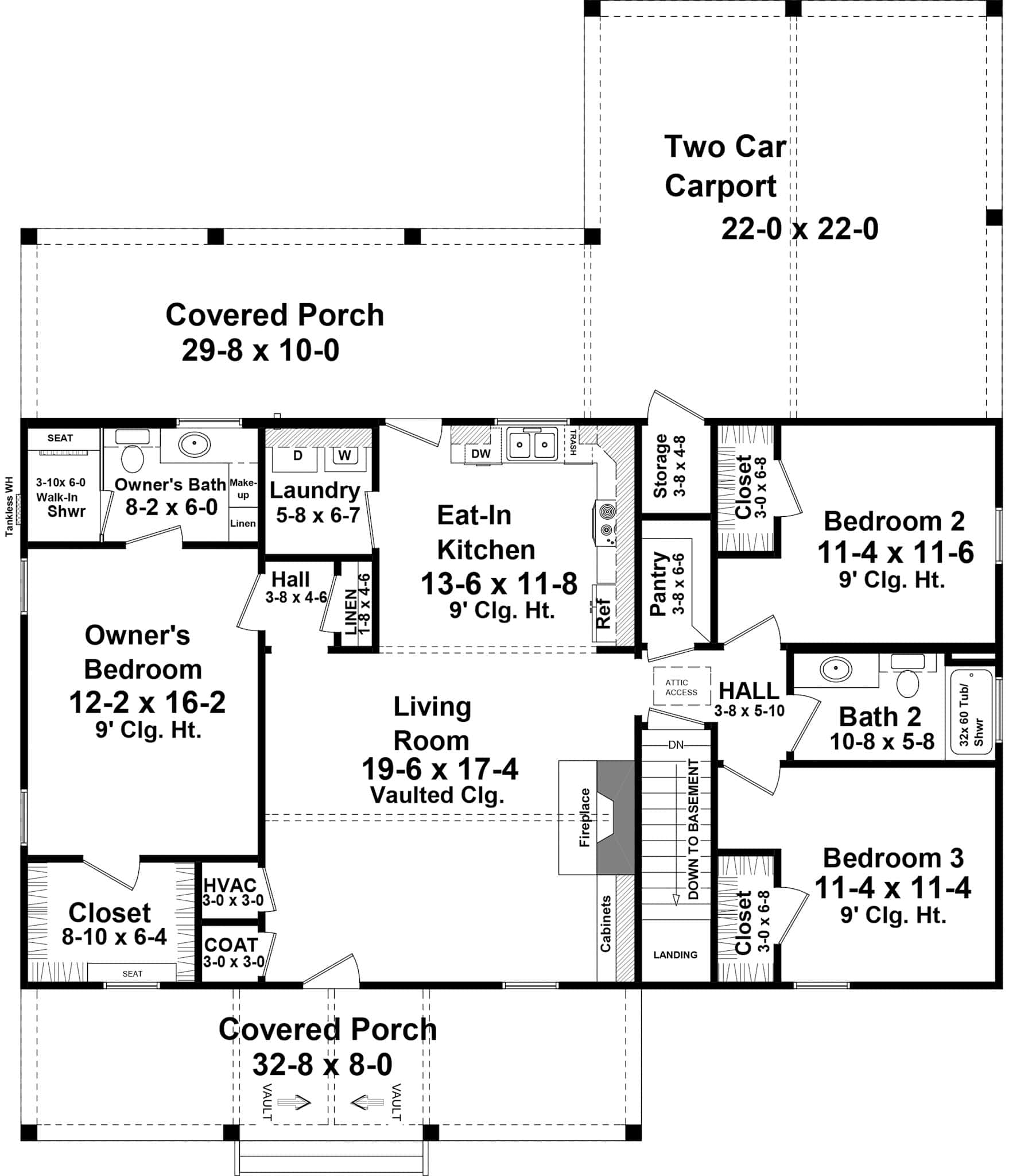 Main Level of Modern Farmhouse Plan #141-1373