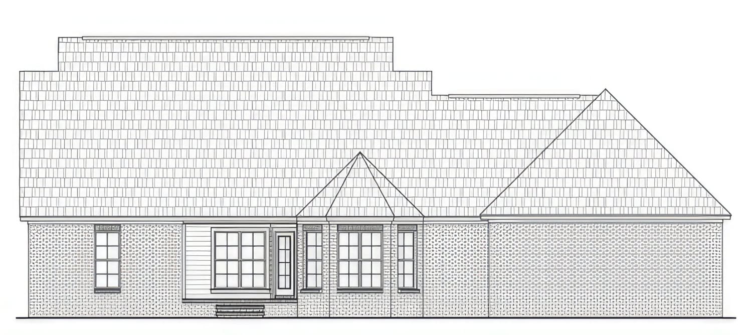 Home Plan Rear Elevation of this 3-Bedroom,1624 Sq Ft Plan -141-1374