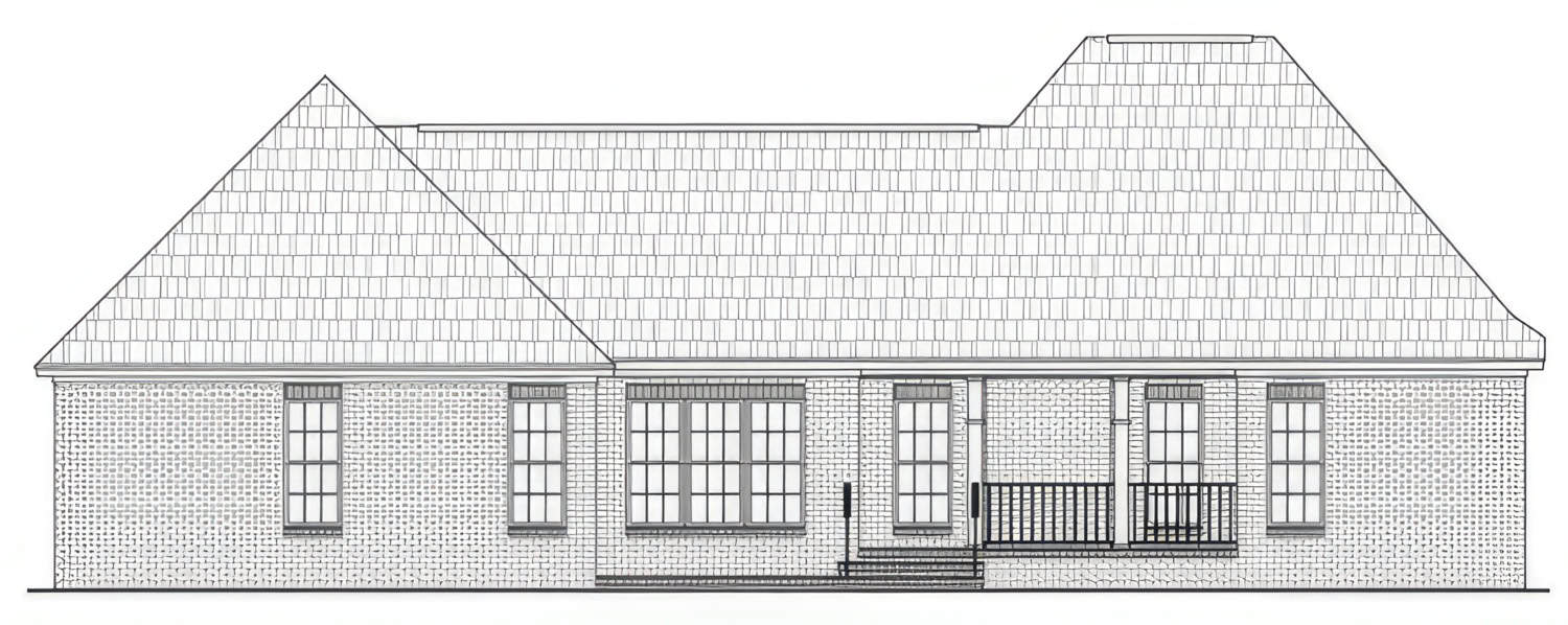 Home Plan Rear Elevation of this 3-Bedroom,2007 Sq Ft Plan -141-1376