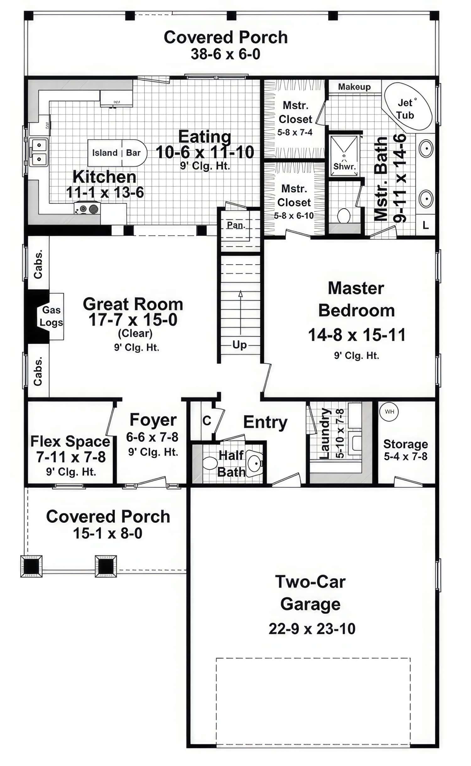 Main Level of Craftsman Plan #141-1377