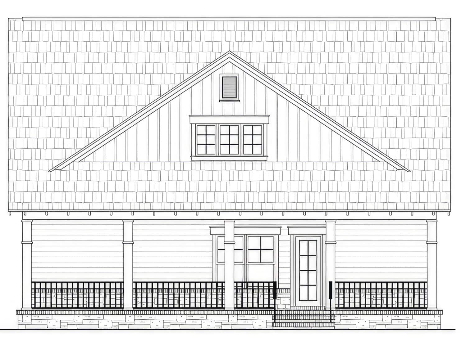 Home Plan Rear Elevation of this 3-Bedroom,2104 Sq Ft Plan -141-1377
