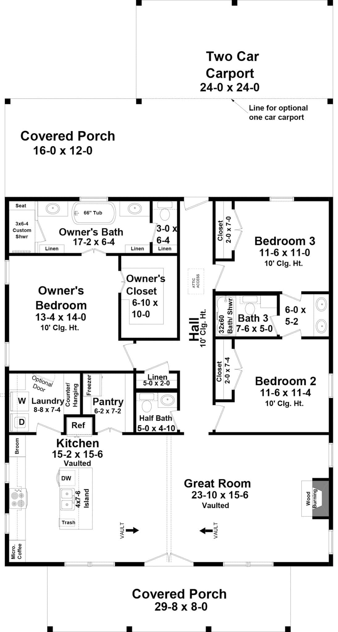 Main Level of Craftsman Plan #141-1382