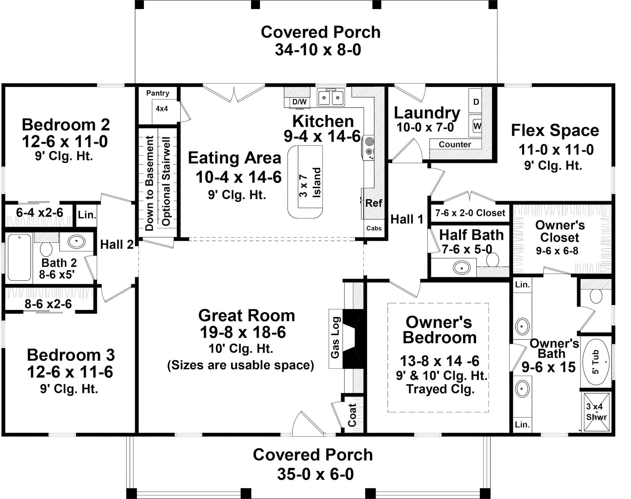 Basement of Modern Farmhouse Plan #141-1383