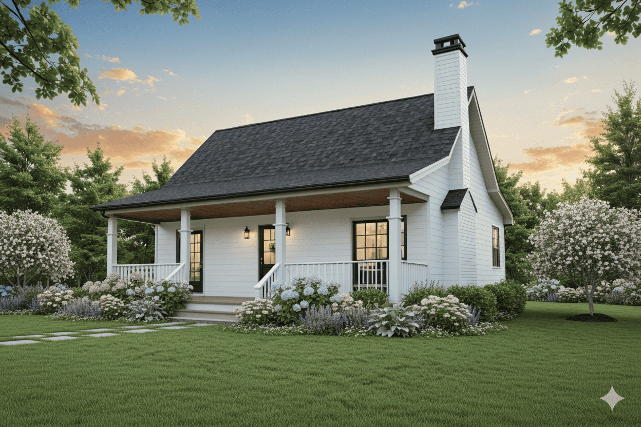 Front elevation of Farmhouse home (ThePlanCollection: House Plan #141-1386)