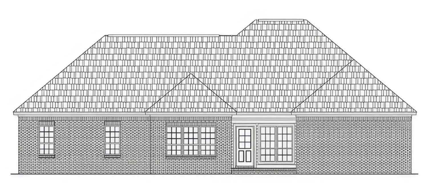 Home Plan Rear Elevation of this 3-Bedroom,1503 Sq Ft Plan -141-1387