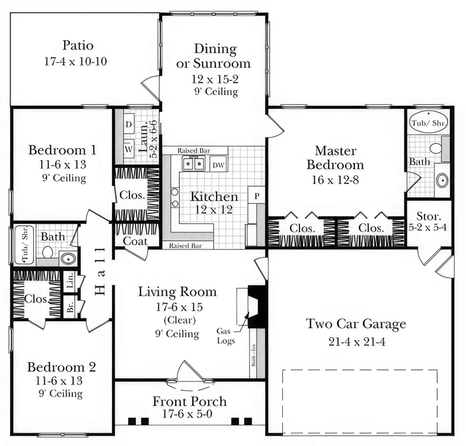 Main Level of Cottage Plan #141-1388