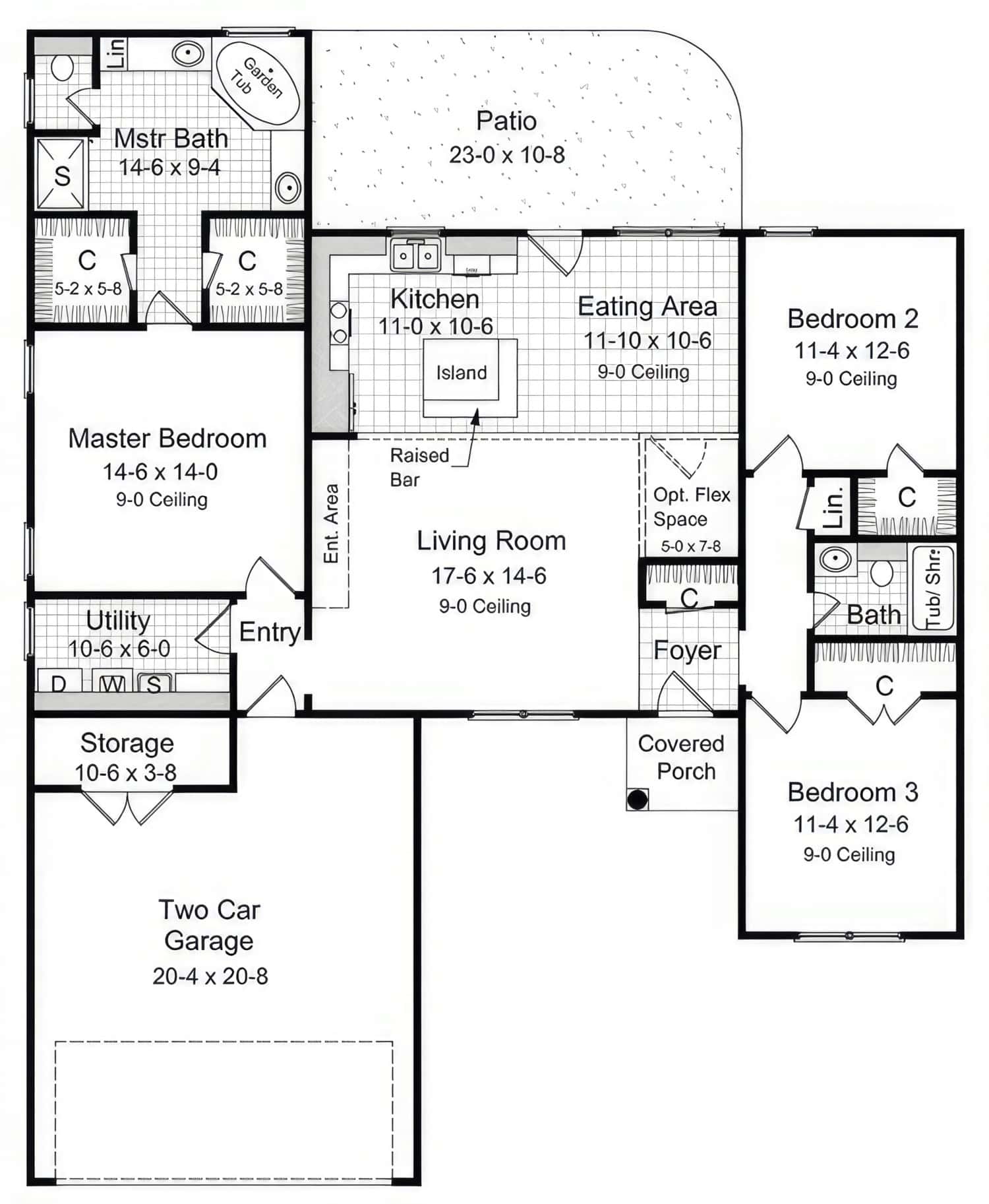 Main Level of Ranch Plan #141-1390