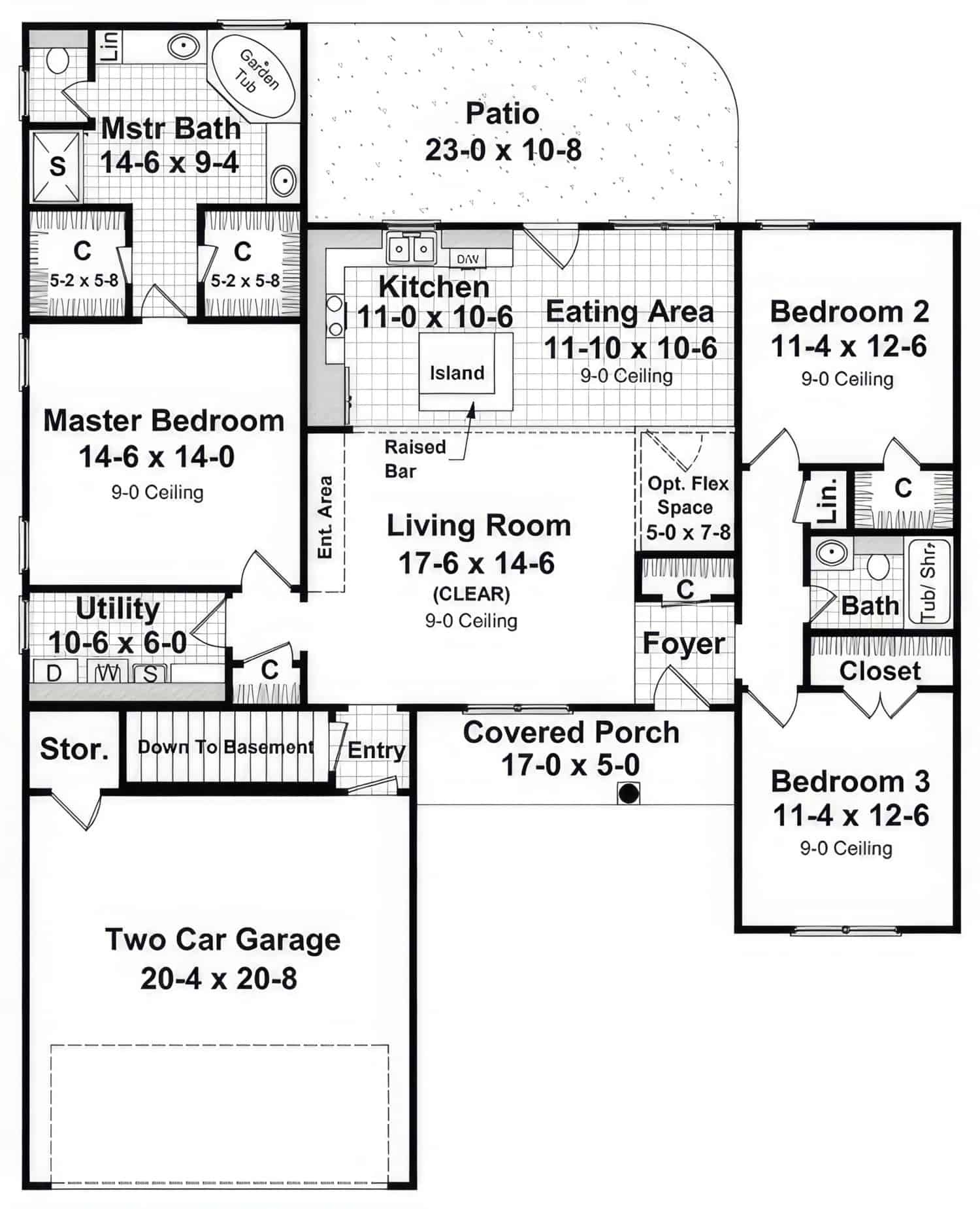 Main Level of Traditional Plan #141-1391