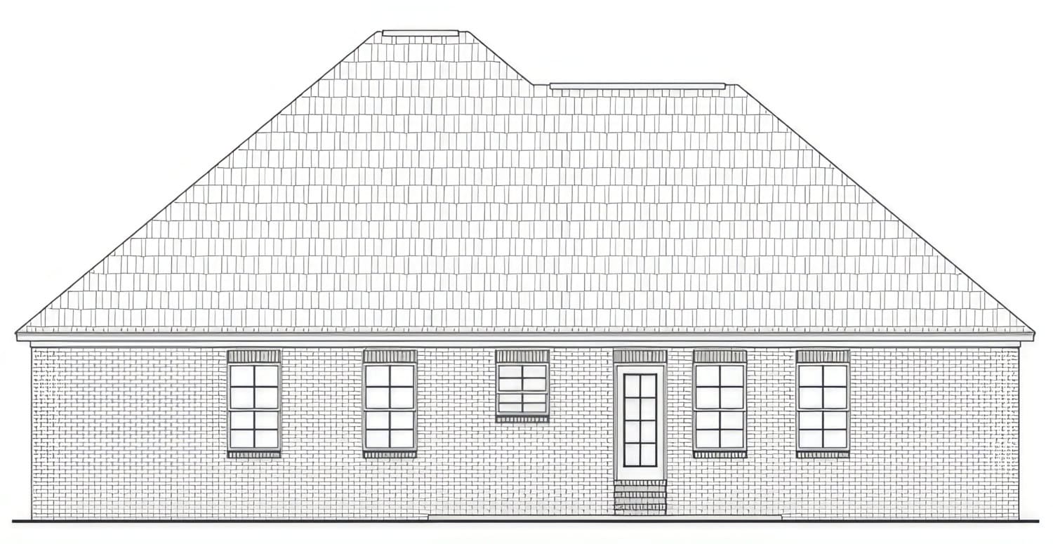 Home Plan Rear Elevation of this 3-Bedroom,1750 Sq Ft Plan -141-1393