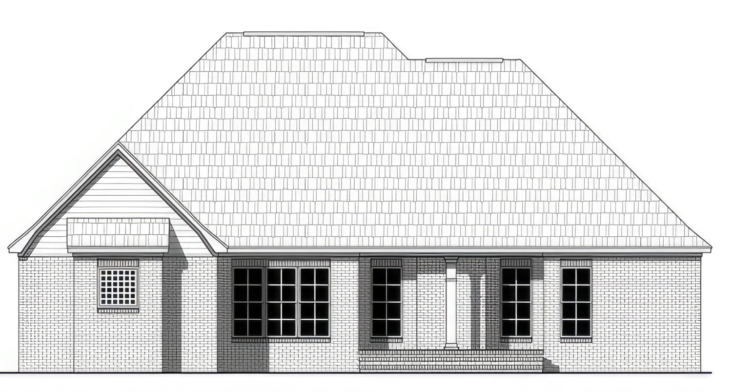 Home Plan Rear Elevation of this 3-Bedroom,1837 Sq Ft Plan -141-1396