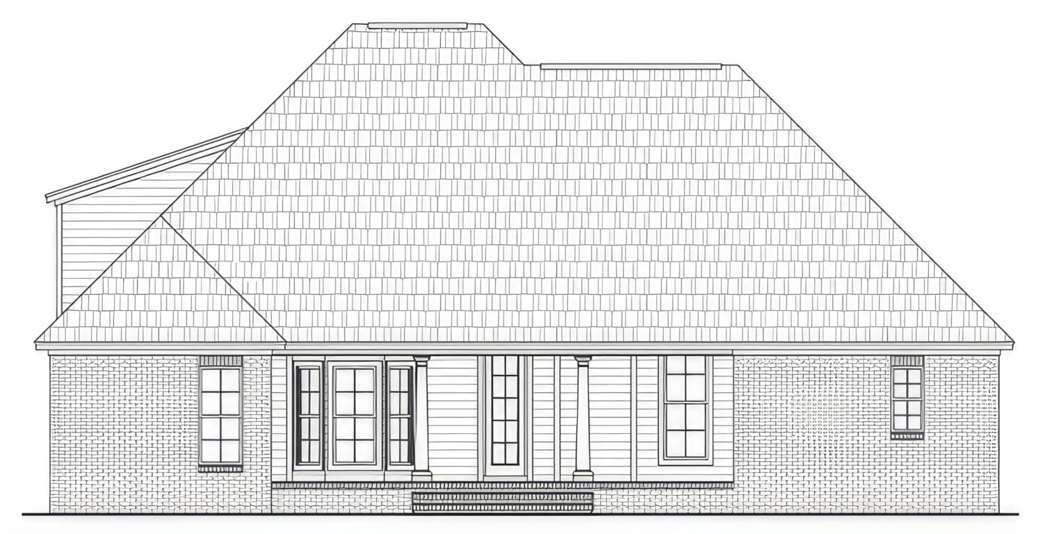 Home Plan Rear Elevation of this 3-Bedroom,1917 Sq Ft Plan -141-1399