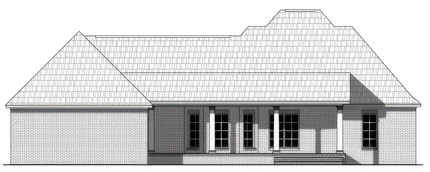 Home Plan Rear Elevation of this 3-Bedroom,1934 Sq Ft Plan -141-1401