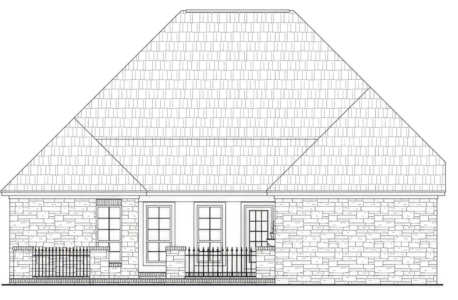 Home Plan Rear Elevation of this 3-Bedroom,2000 Sq Ft Plan -141-1403