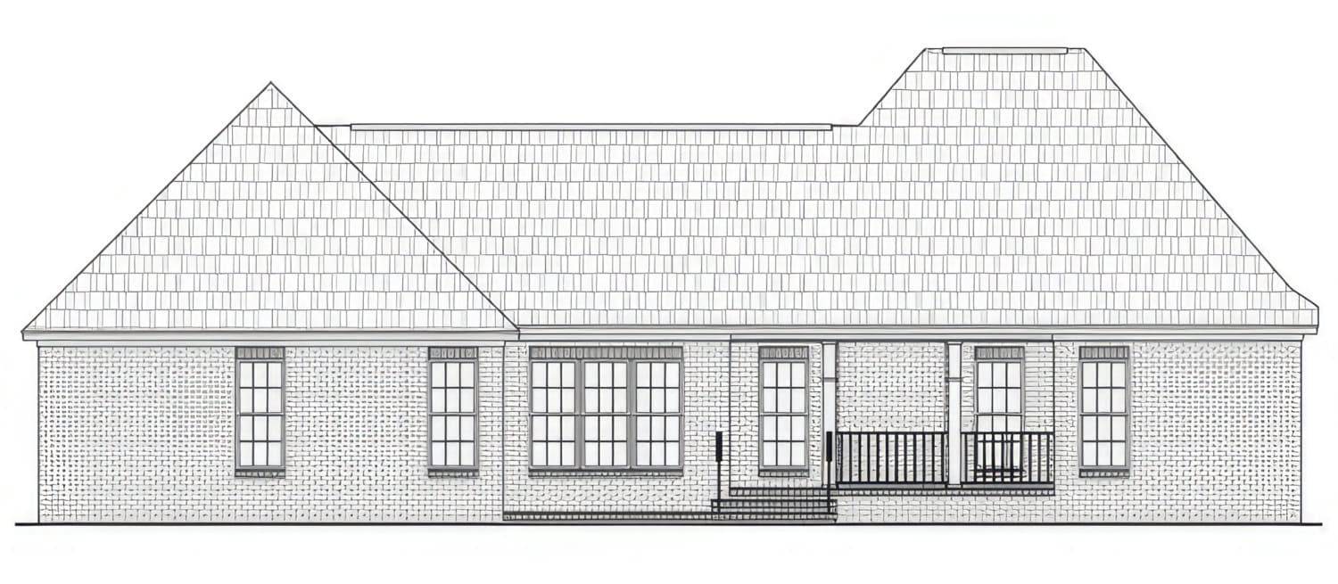 Home Plan Rear Elevation of this 3-Bedroom,2060 Sq Ft Plan -141-1406
