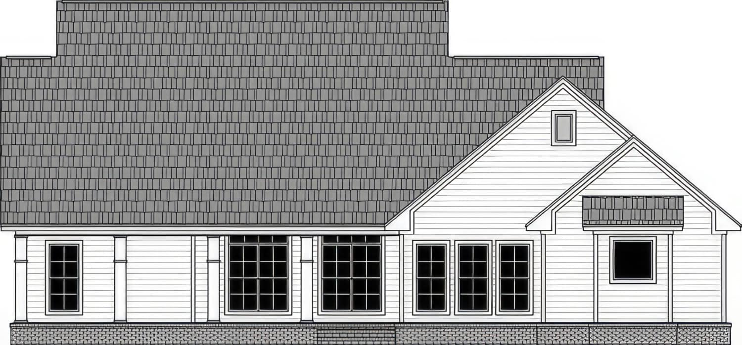 Home Plan Rear Elevation of this 3-Bedroom,2164 Sq Ft Plan -141-1407