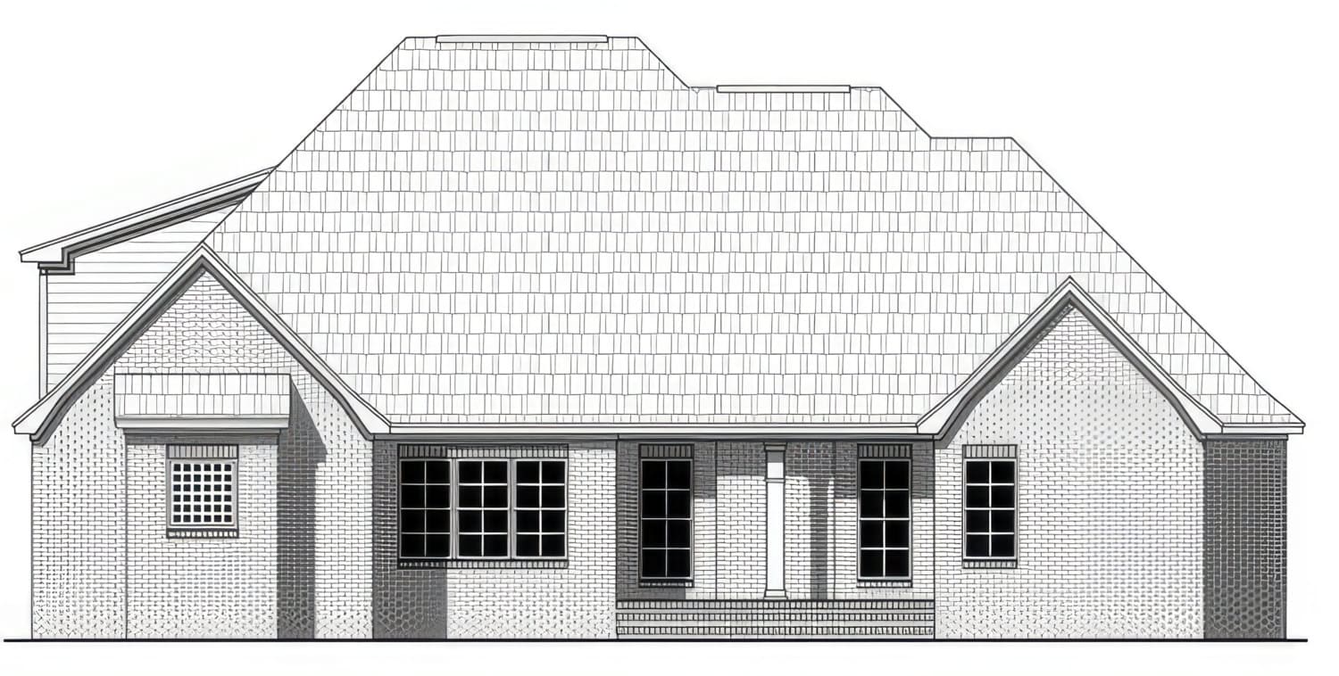 Home Plan Rear Elevation of this 4-Bedroom,2203 Sq Ft Plan -141-1409