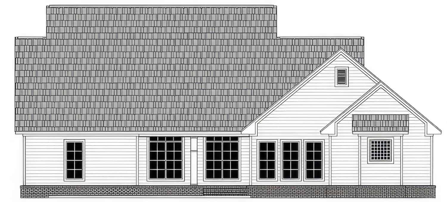 Home Plan Rear Elevation of this 4-Bedroom,2393 Sq Ft Plan -141-1410