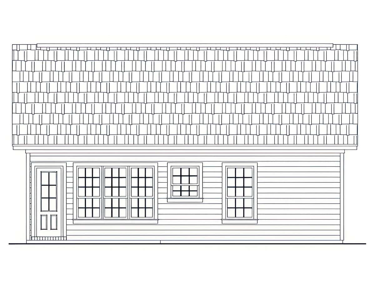Home Plan Rear Elevation of this 2-Bedroom,1000 Sq Ft Plan -141-1415