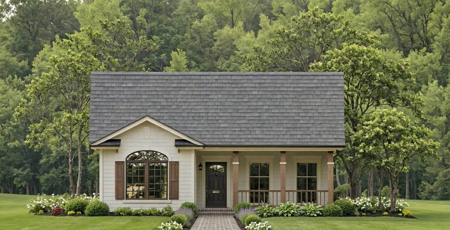 Front elevation of Modern Farmhouse home (ThePlanCollection: House Plan #141-1415)