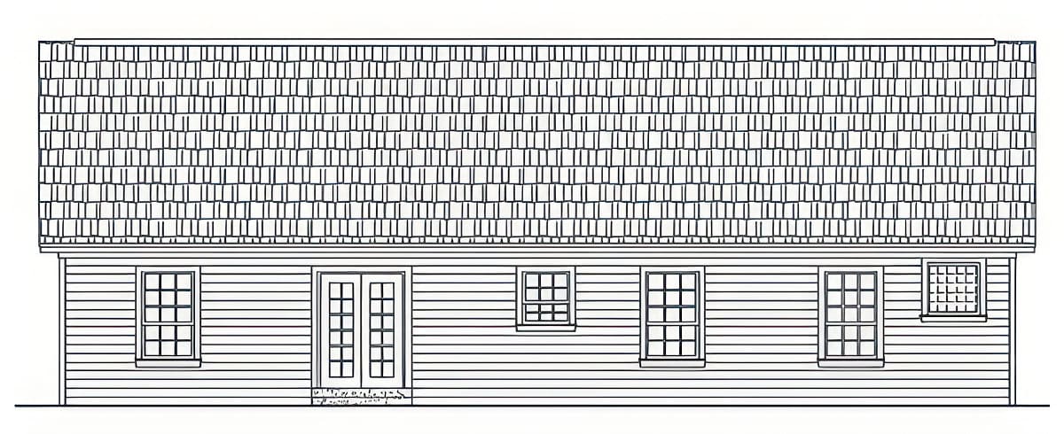 Home Plan Rear Elevation of this 3-Bedroom,1488 Sq Ft Plan -141-1416
