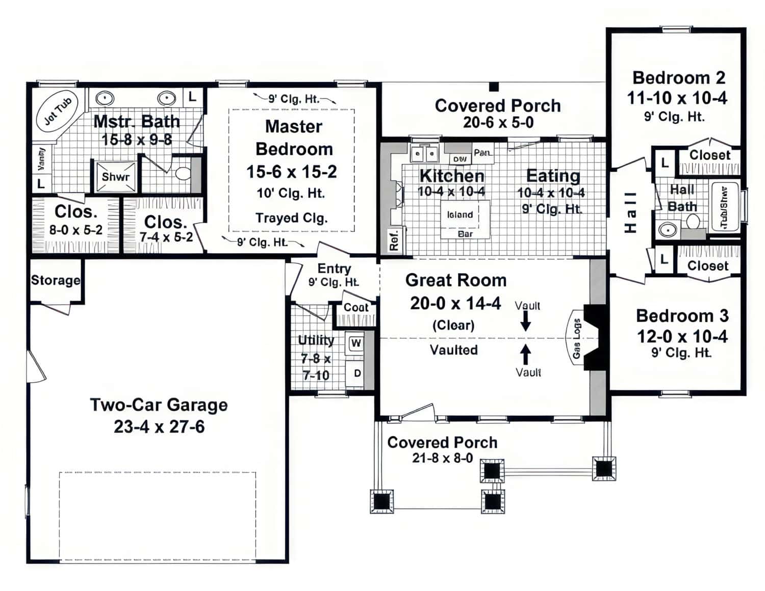 Main Level of Craftsman Plan #141-1418