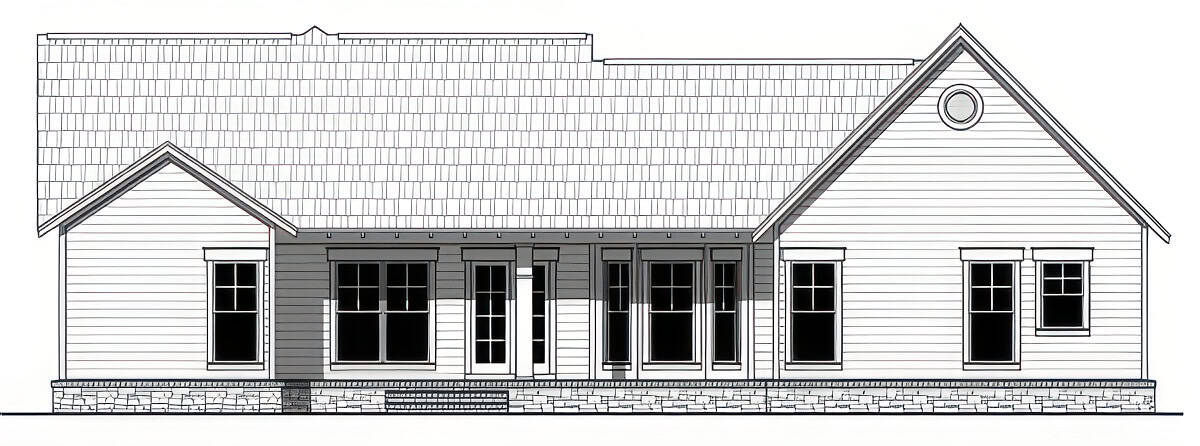 Home Plan Rear Elevation of this 3-Bedroom,1619 Sq Ft Plan -141-1419