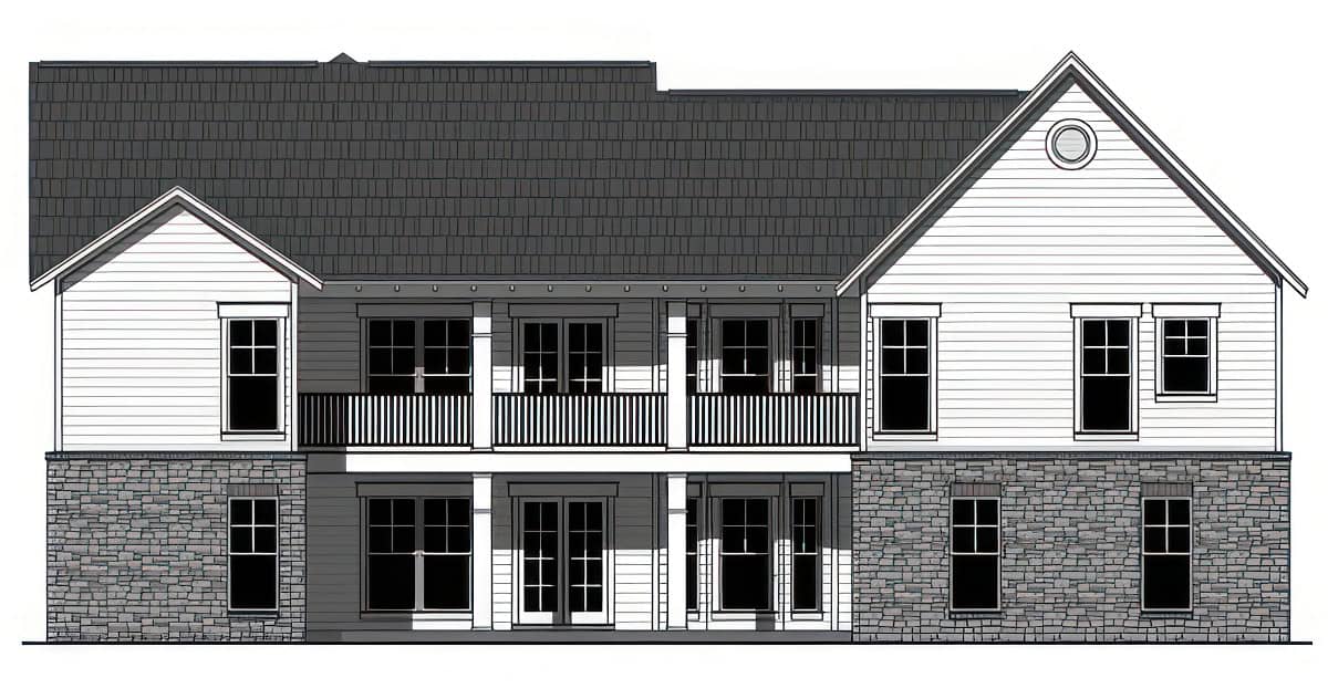 Home Plan Rear Elevation of this 3-Bedroom,1637 Sq Ft Plan -141-1421