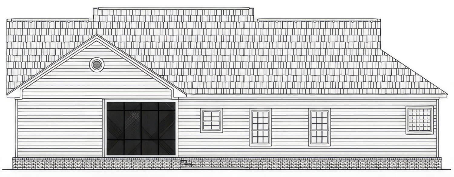 Home Plan Rear Elevation of this 3-Bedroom,1800 Sq Ft Plan -141-1424