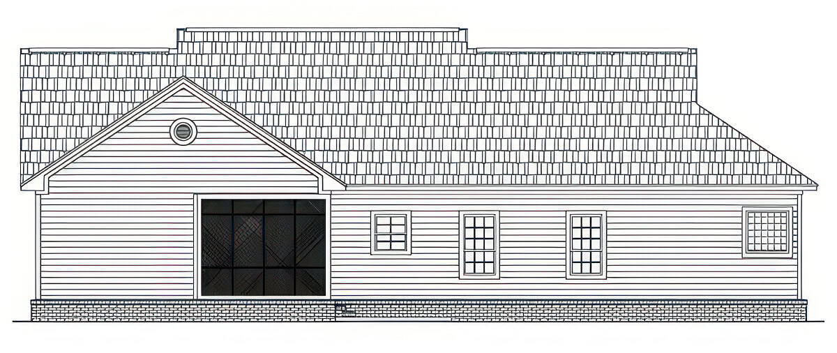 Home Plan Rear Elevation of this 3-Bedroom,1818 Sq Ft Plan -141-1427