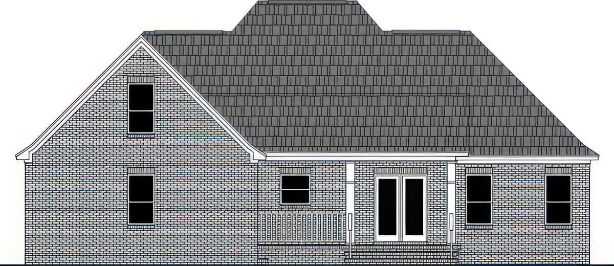 Home Plan Rear Elevation of this 3-Bedroom,1488 Sq Ft Plan -141-1429