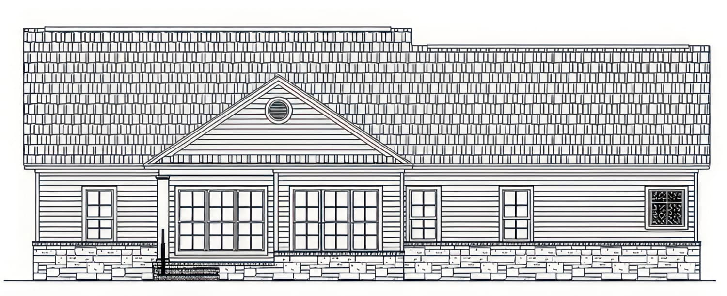 Home Plan Rear Elevation of this 3-Bedroom,2001 Sq Ft Plan -141-1433