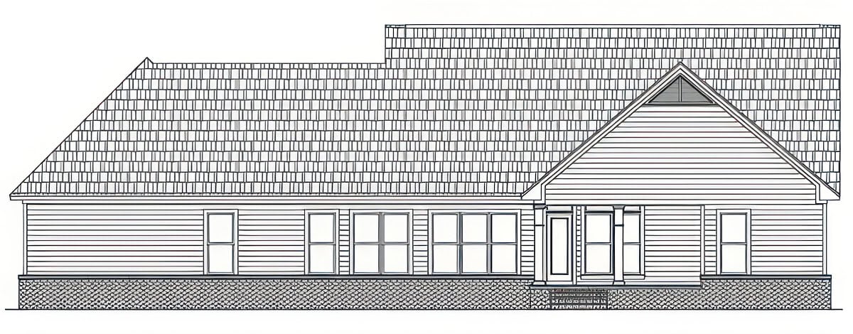 Home Plan Rear Elevation of this 3-Bedroom,2008 Sq Ft Plan -141-1434