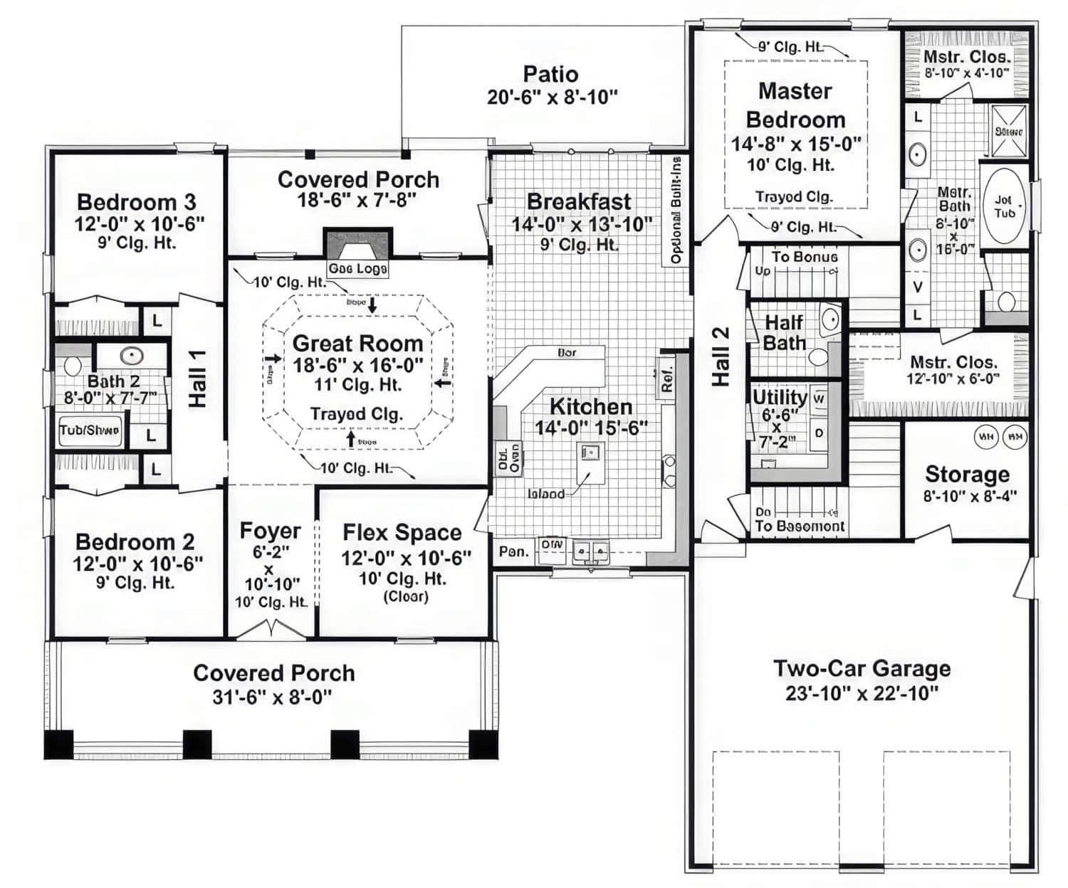 Main Level of Craftsman Plan #141-1436