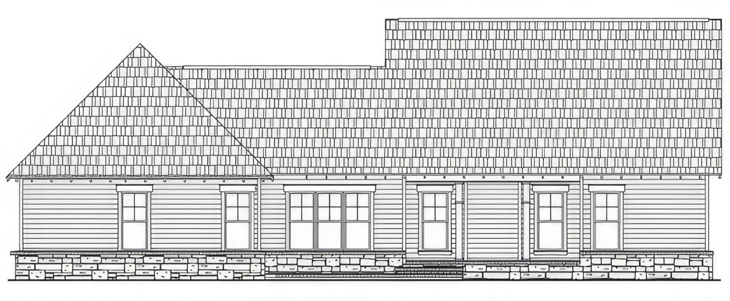 Home Plan Rear Elevation of this 3-Bedroom,2108 Sq Ft Plan -141-1436