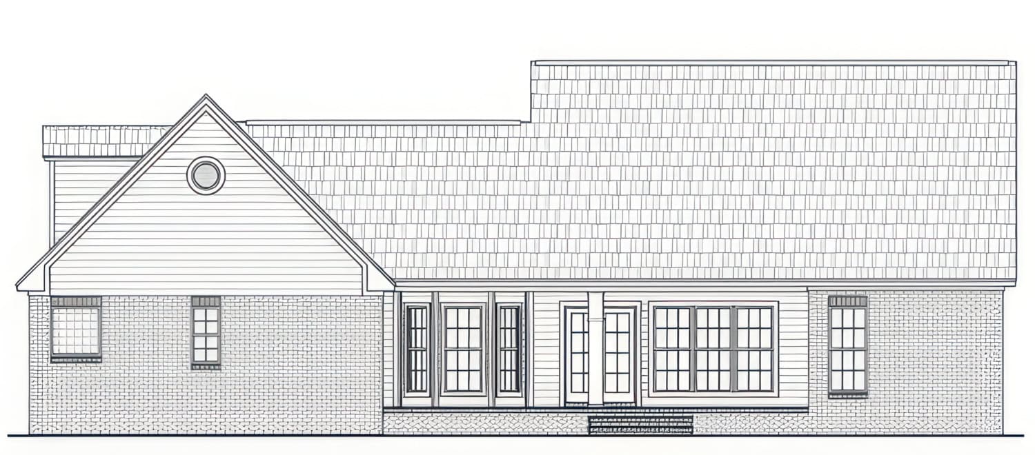 Home Plan Rear Elevation of this 4-Bedroom,2250 Sq Ft Plan -141-1438