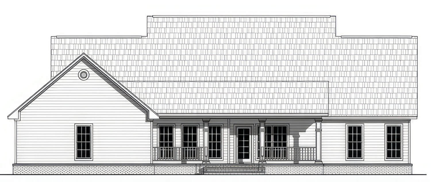 Home Plan Rear Elevation of this 4-Bedroom,2336 Sq Ft Plan -141-1439