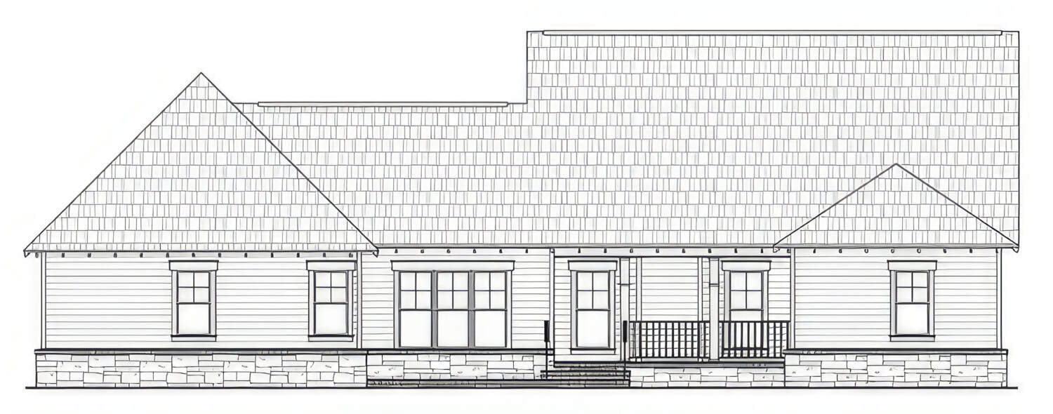 Home Plan Rear Elevation of this 4-Bedroom,2400 Sq Ft Plan -141-1440