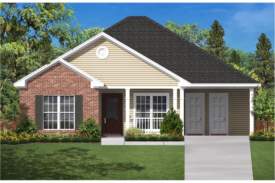3-Bedroom, 1350 Sq Ft Country House Plan - 142-1014 - Front Exterior