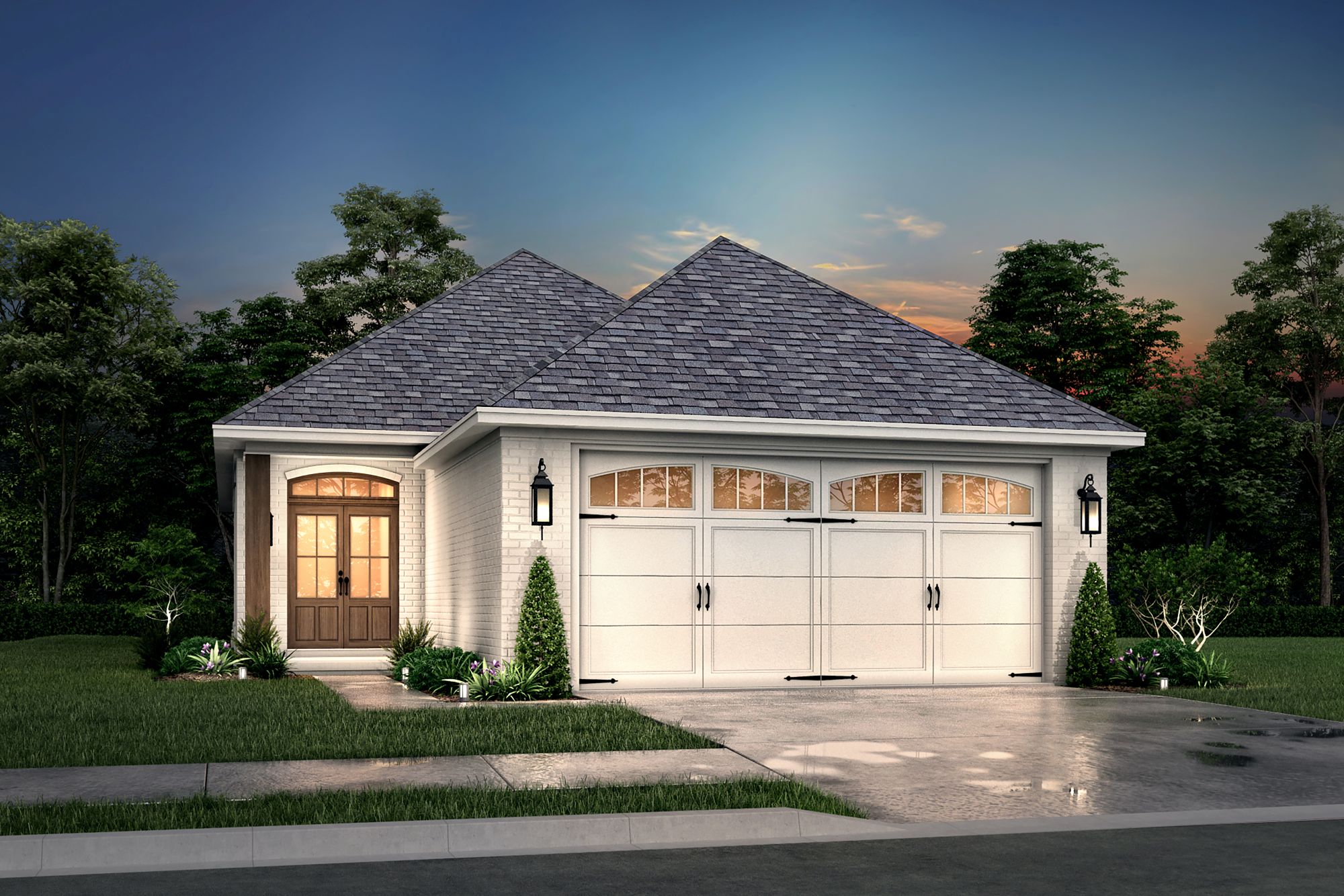 Home at Night of this 3-Bedroom,1400 Sq Ft Plan -142-1015