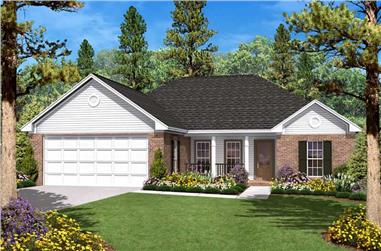 3-Bedroom, 1400 Sq Ft Country House Plan - 142-1020 - Front Exterior