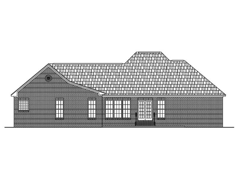 Home Plan Rear Elevation of this 3-Bedroom,1600 Sq Ft Plan -142-1021