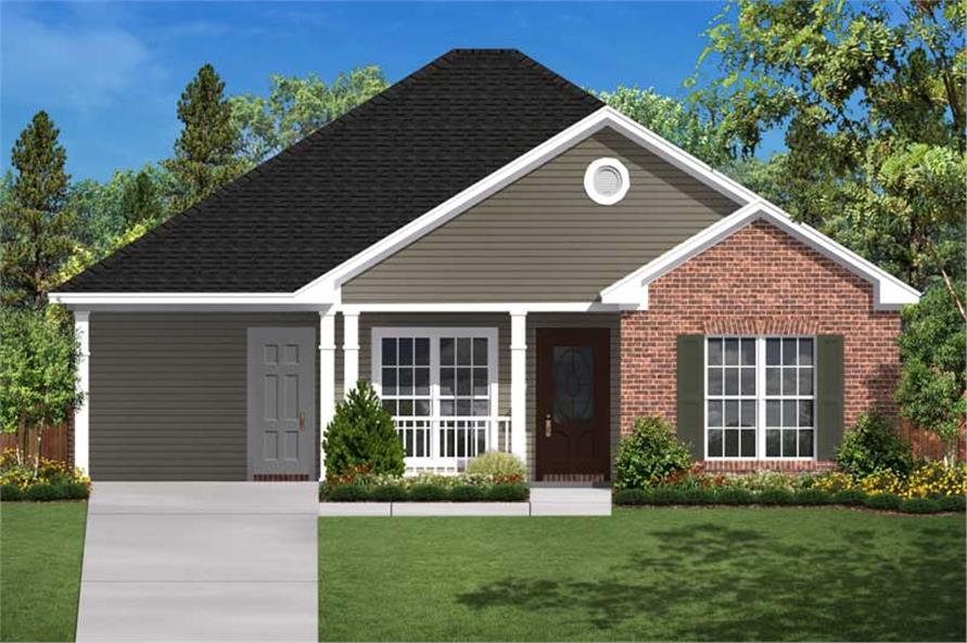 Color rendering of Traditional Small Home Plan #142-1029