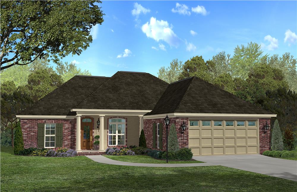 This image shows a computer rendering of these Acadian Homeplans.