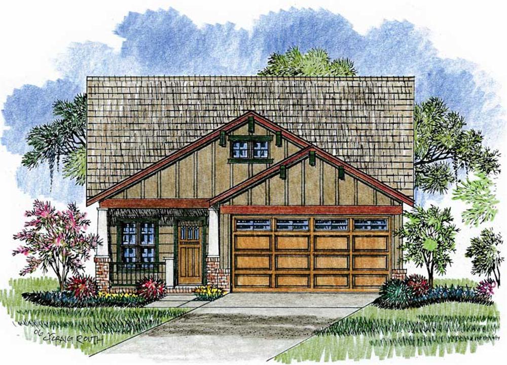 This is an artist's rendering of this particular set of Craftsman Homeplans.