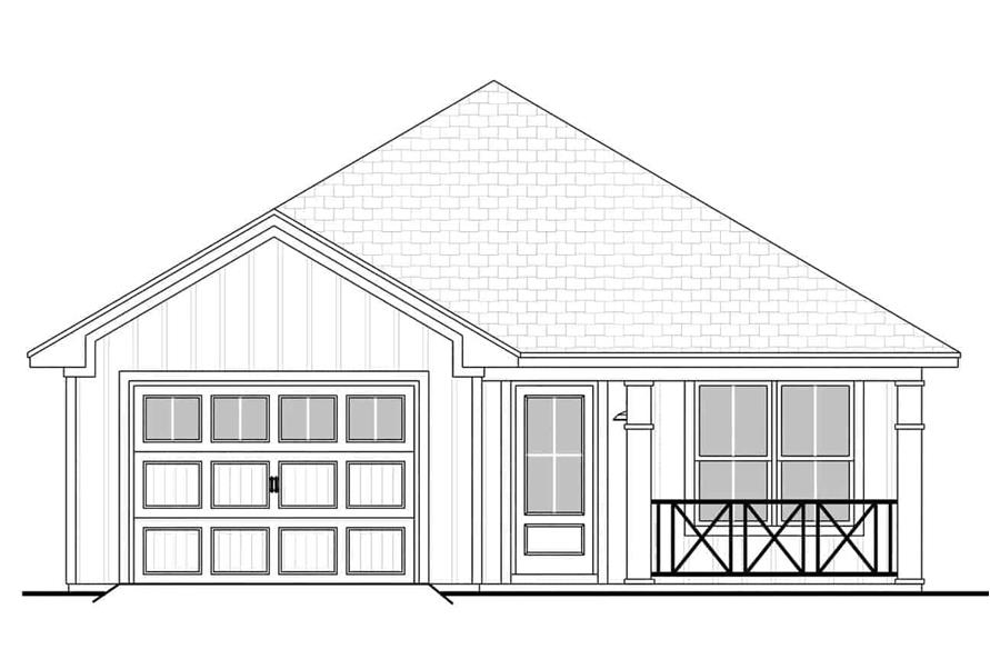 Home Plan Front Elevation of this 3-Bedroom,1250 Sq Ft Plan -142-1053