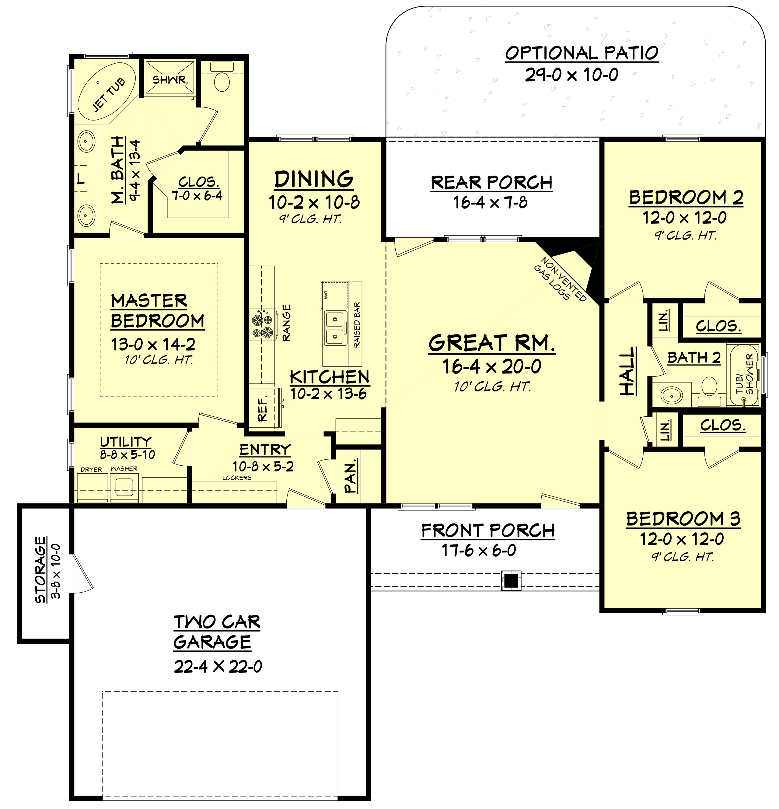 Floor Plan First Story of Craftsman Plan #142-1061